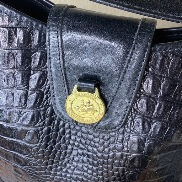 Vintage Brahmin Croc Embossed black leather bag - Picture 2 of 12